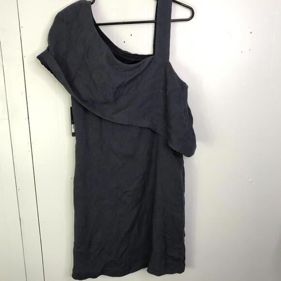 Nic Zoe Dress Womens 12 Escape Ink Asymmetrical One Shoulder Shift New Cocktail - Picture 2 of 9
